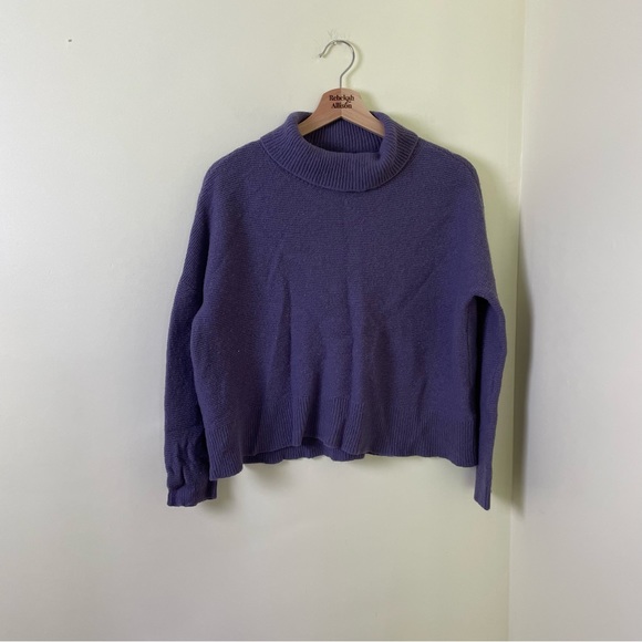 Eileen Fisher Yak & Wool Blend Turtleneck Oversized Knit Sweater in Purple SZ XS - Picture 2 of 9